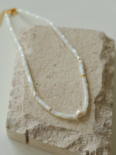 White Mother of Fritillary Pearl Necklace - floysun