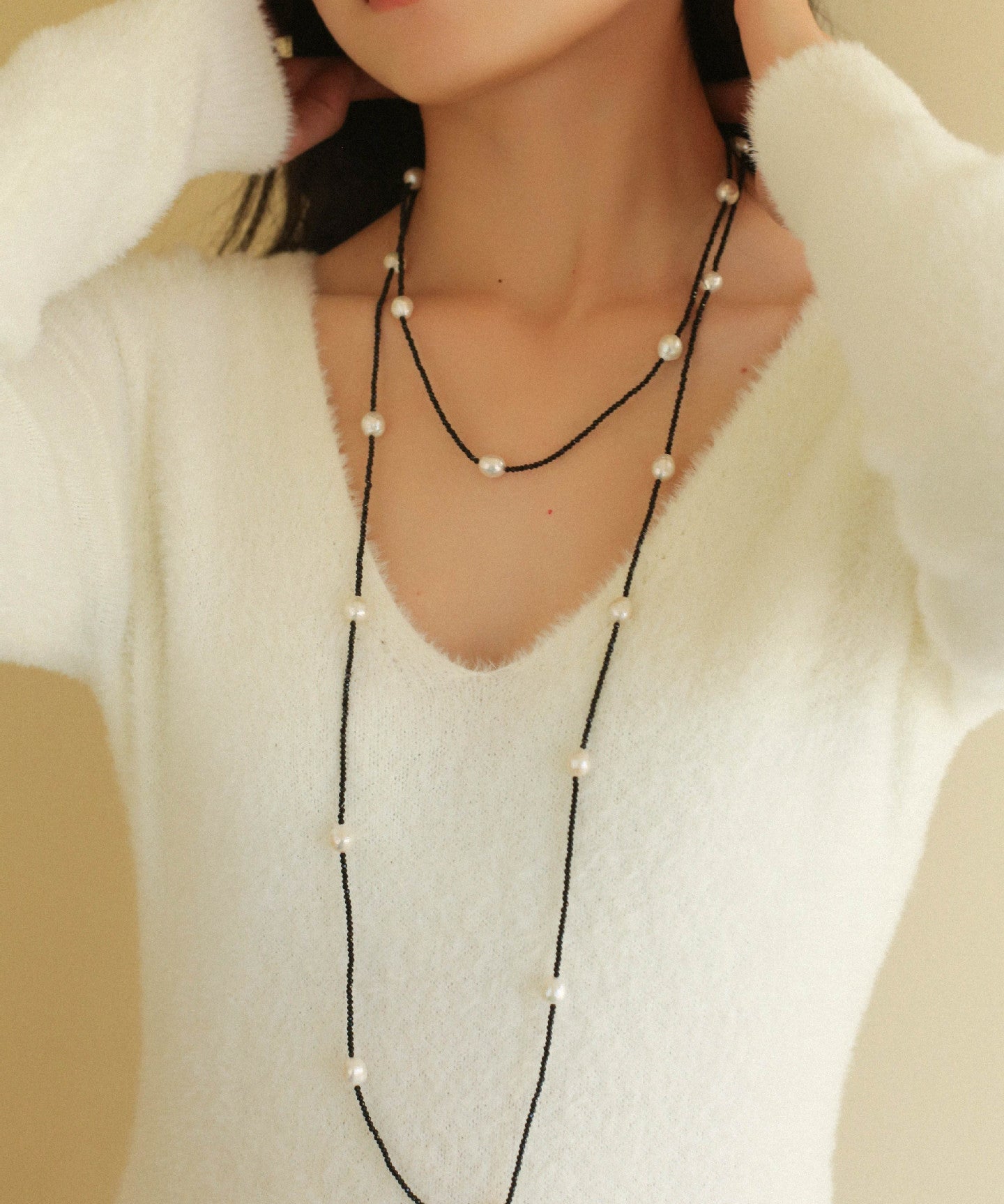 Wrinkled Baroque Black Spinel Long Necklaces - floysun