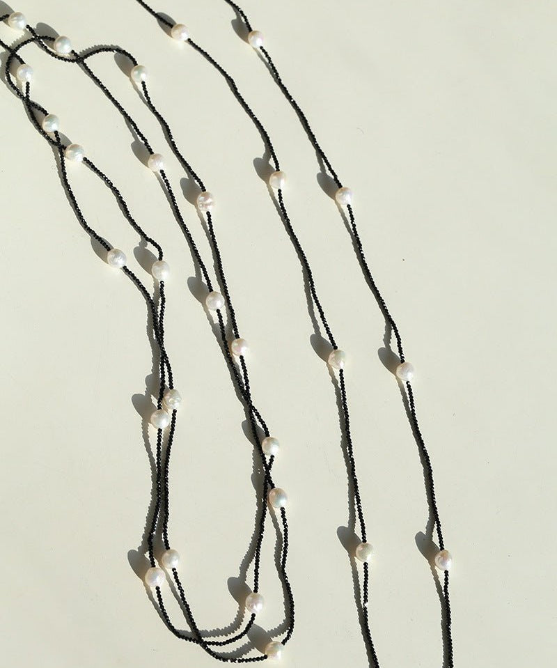 Wrinkled Baroque Black Spinel Long Necklaces - floysun